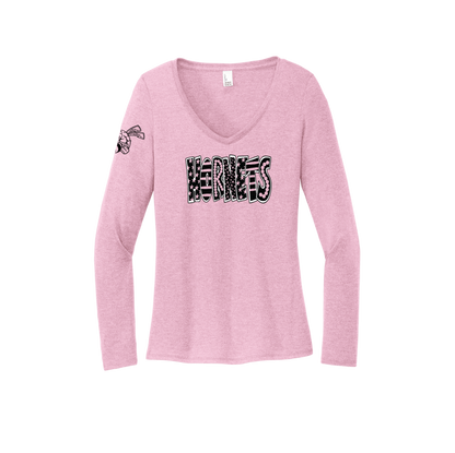 Whimsical Hornet Women's Long Sleeve V-Neck