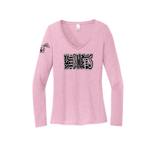 Whimsical Hornet Women's Long Sleeve V-Neck