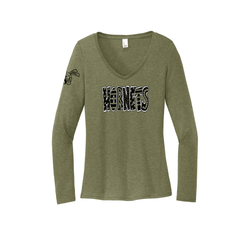 Whimsical Hornet Women's Long Sleeve V-Neck