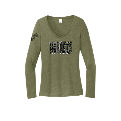 Whimsical Hornet Women's Long Sleeve V-Neck