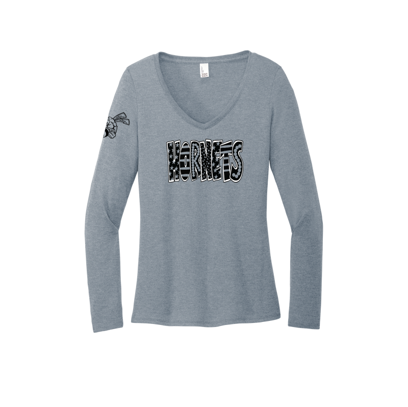 Whimsical Hornet Women's Long Sleeve V-Neck