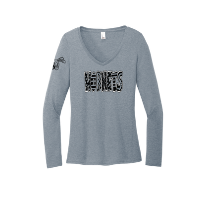 Whimsical Hornet Women's Long Sleeve V-Neck