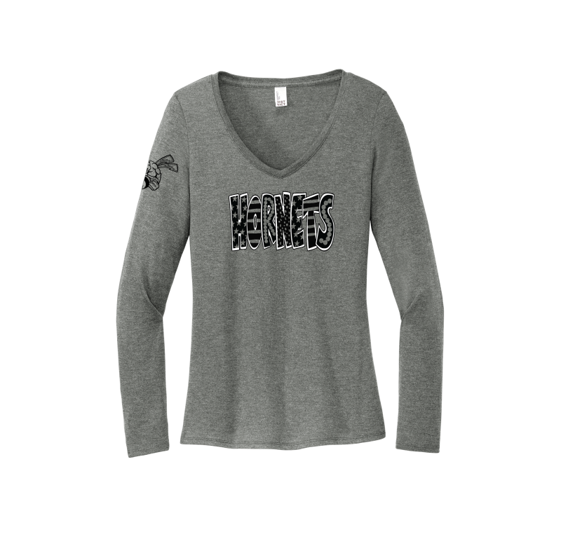 Whimsical Hornet Women's Long Sleeve V-Neck