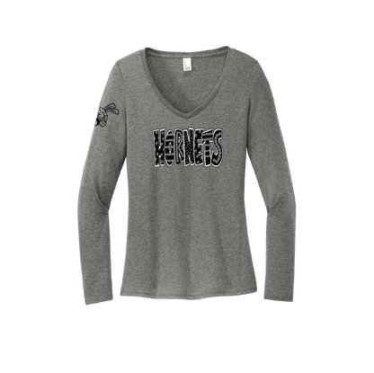 Whimsical Hornet Women's Long Sleeve V-Neck