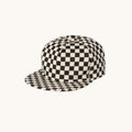 Barber Valley Threads black and white checkered five-panel snapback hat with a flat brim.